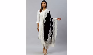 Black Shawl with white lace, winter shawls for women