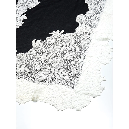 Black Shawl with white lace, winter shawls for women-1