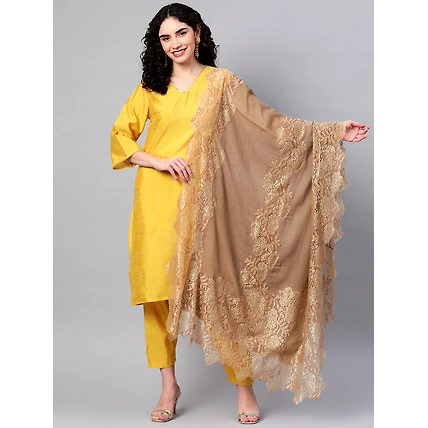 Golden Shawl with lace, winter shawls for women-MODSVLACEGOLDFW22