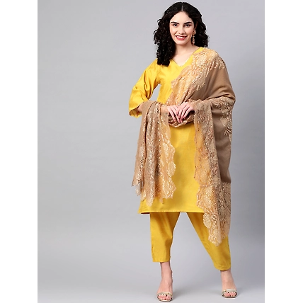 Golden Shawl with lace, winter shawls for women-1