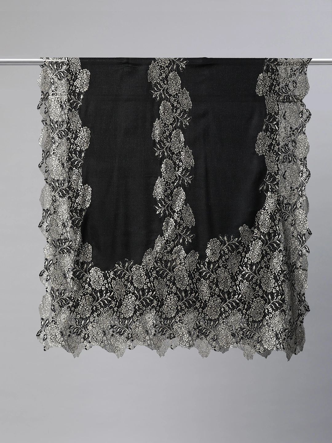 Black Shawl with lace, winter shawls for women-2