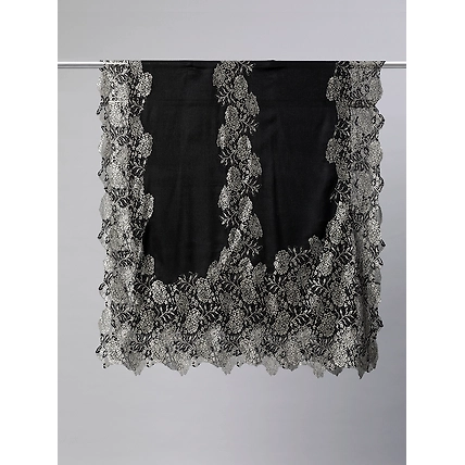 Black Shawl with lace, winter shawls for women-2