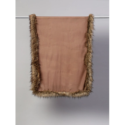Brown Wool shawl with fur, fur shawl online-2