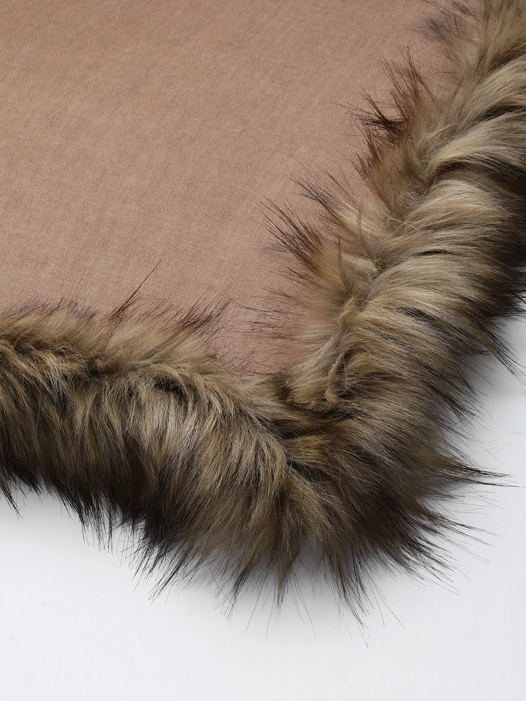 Brown Wool shawl with fur, fur shawl online-3