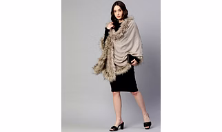 Wool shawl with fur, fur shawl online