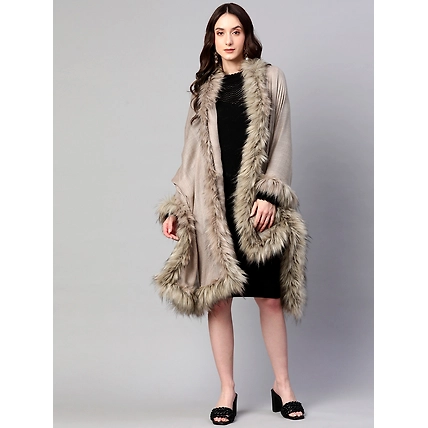 Wool shawl with fur, fur shawl online-1