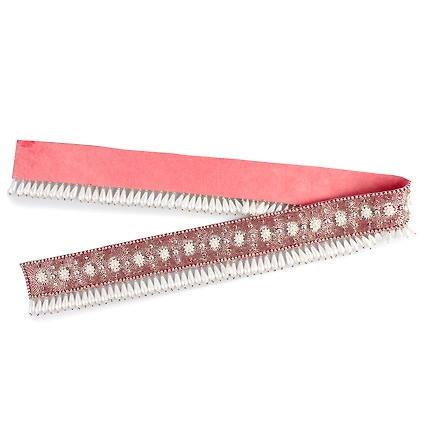 Embroidered Waist Belt, White Belt , Pearls and Swarovski Crystals-4