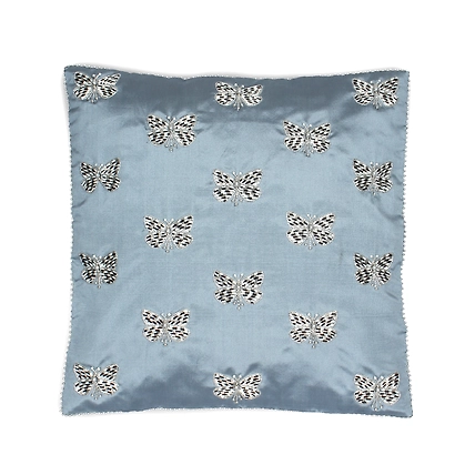 Grey Cushion Cover,  hand embroidered, Designer Cushion Cover-MOD-CC-GREY-BFS