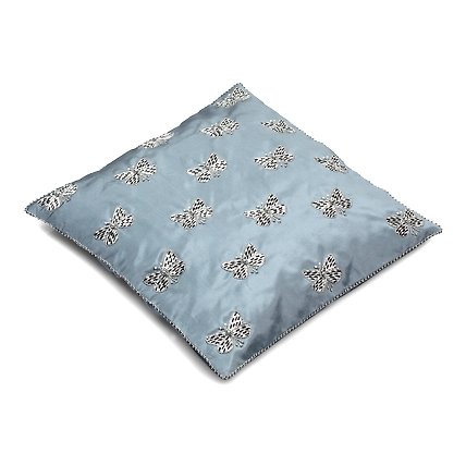 Grey Cushion Cover,  hand embroidered, Designer Cushion Cover-2