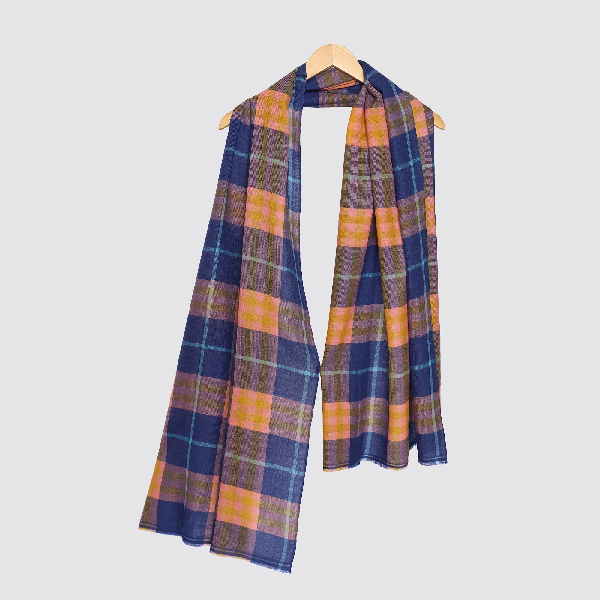 Pashmina Shawl Handwoven Plaid Checks Shawl-4