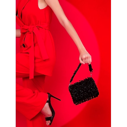 Black Clutch handbags online handcrafted with crystals-MOD-FHS-BL-DROPPEARLS