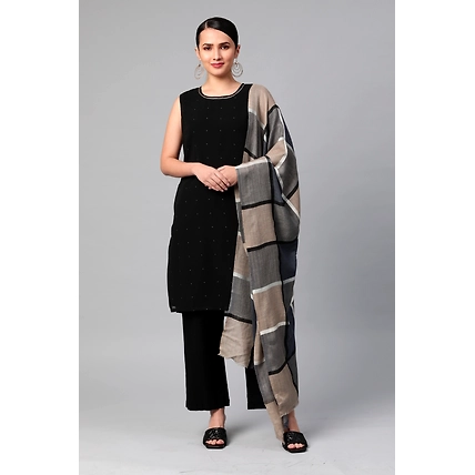 Pure Woolen Shawl with Checks-2