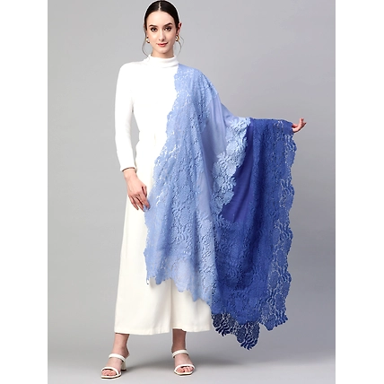 Blue Ombre Lace Shawl- ideal women's winter shawl-MOD-GE-BLU-OMB-LC-23