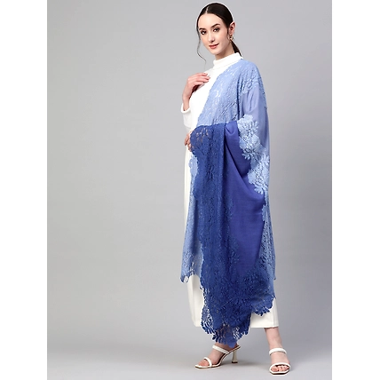 Blue Ombre Lace Shawl- ideal women's winter shawl-1