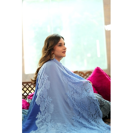 Blue Ombre Lace Shawl- ideal women's winter shawl-6