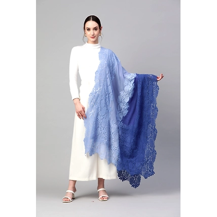 Blue Ombre Lace Shawl- ideal women's winter shawl-9
