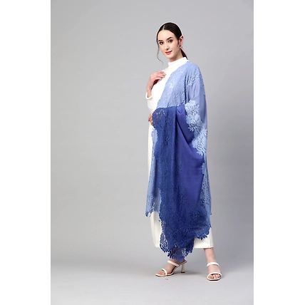 Blue Ombre Lace Shawl- ideal women's winter shawl-10