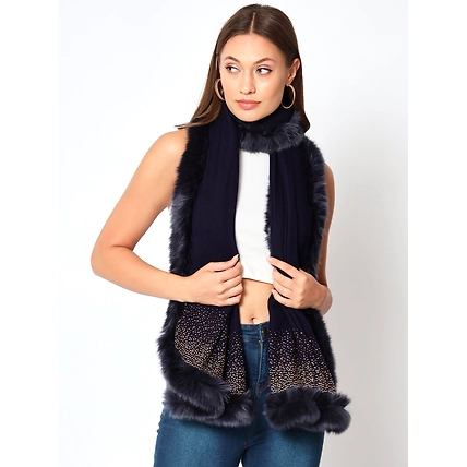 Sparkling Sequin Fine Wool Winter Fur Shawl-3