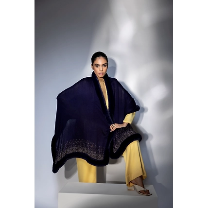 Sparkling Sequin Fine Wool Winter Fur Shawl-6