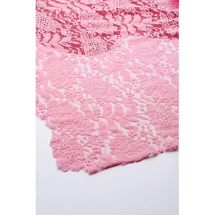 Red  Pink Ombre with  Lace Fine Wool Shawl-6