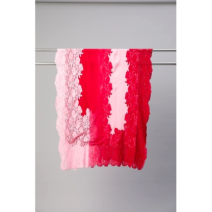 Red  Pink Ombre with  Lace Fine Wool Shawl-10