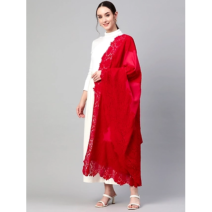 Red Lace Shawl Made of Fine wool-1