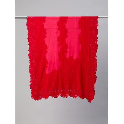 Red Lace Shawl Made of Fine wool-2