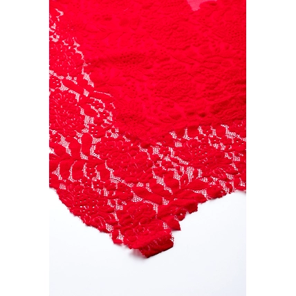Red Lace Shawl Made of Fine wool-4