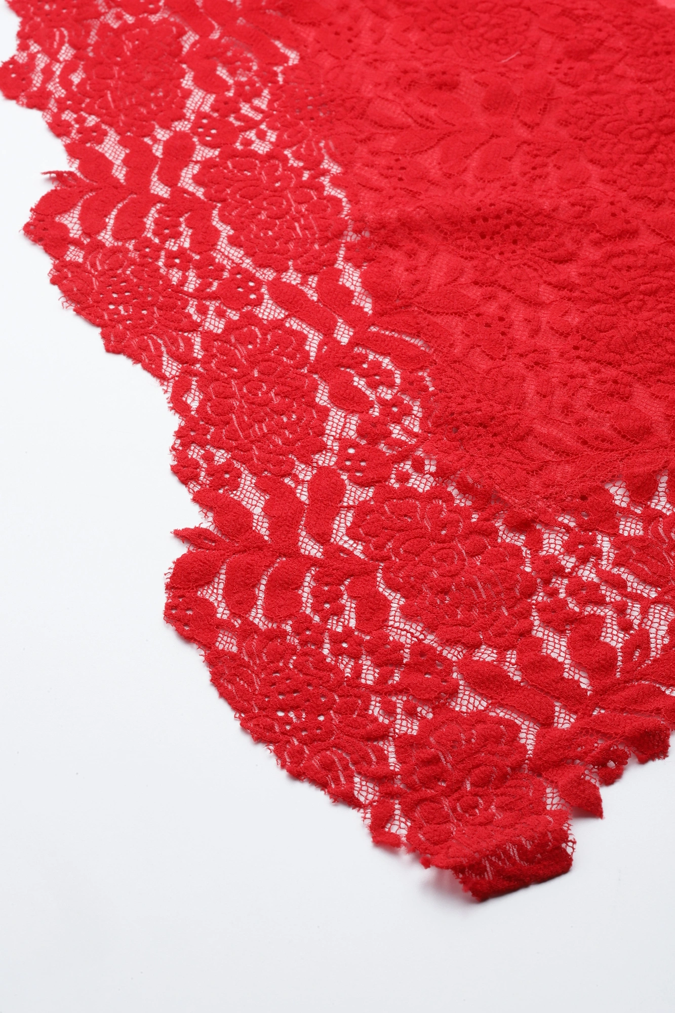 Red Lace Shawl Made of Fine wool-5