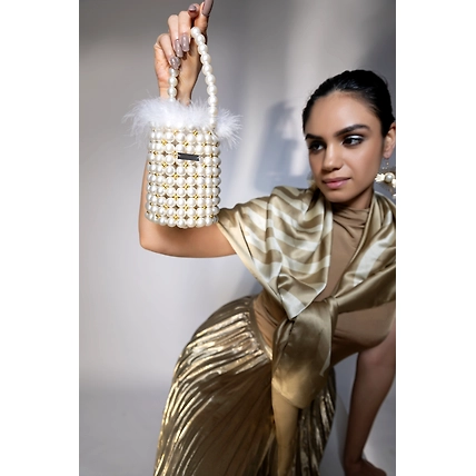 Pearl bag with fur detailing, ideal party wear purse-2