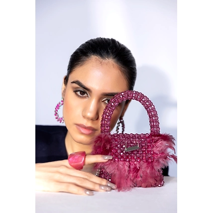 Pink Purse : Embrace Elegance with Exquisite Fur Bag-1