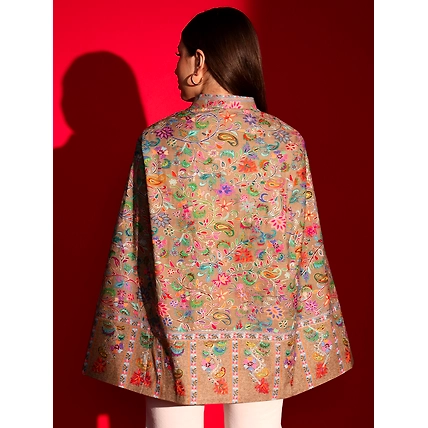 Ethnic Cape for women with kalamkari embroidery-MOD-IK-CAPE-003