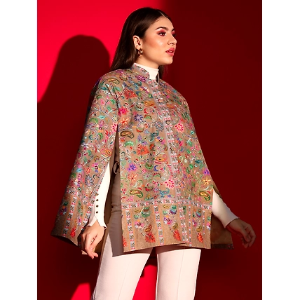 Ethnic Cape for women with kalamkari embroidery-2