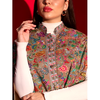 Ethnic Cape for women with kalamkari embroidery-4