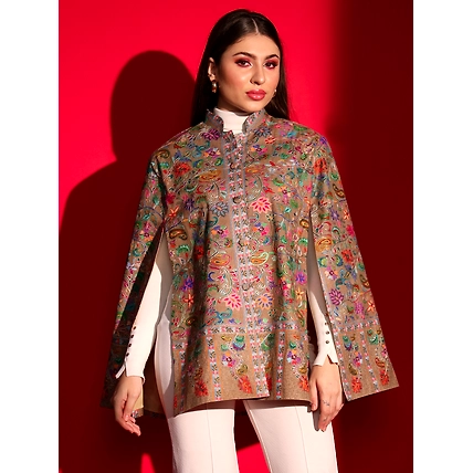 Ethnic Cape for women with kalamkari embroidery-5