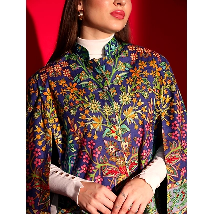 ladies cape coat with kalamkari embroidery-5