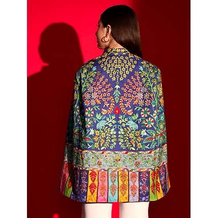 ladies cape coat with kalamkari embroidery-6
