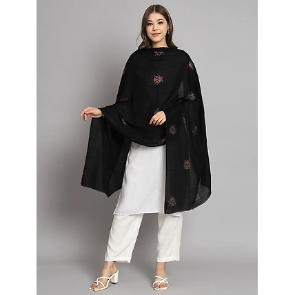 Black Shawl with swarovski catterpillars an ideal woolen shawl-3