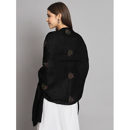 Black Shawl with swarovski catterpillars an ideal woolen shawl-4