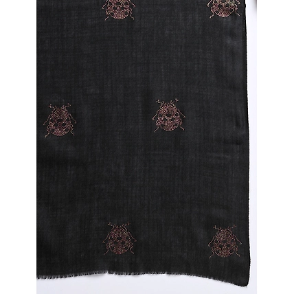 Black Shawl with swarovski catterpillars an ideal woolen shawl-5
