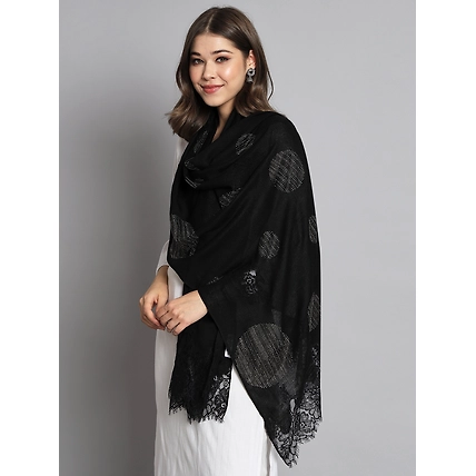 Black shawl with Swarovski Design and Lace-MOD-IK-LCBL-CR