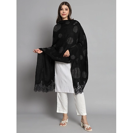Black shawl with Swarovski Design and Lace-3