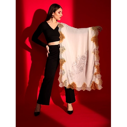 beige shawl with lace and swarovski-MOD-IK-LCSWA-BGE