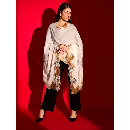 beige shawl with lace and swarovski-1