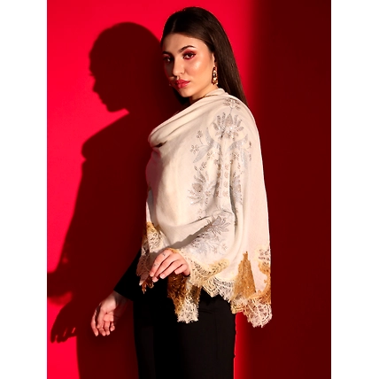 beige shawl with lace and swarovski-2