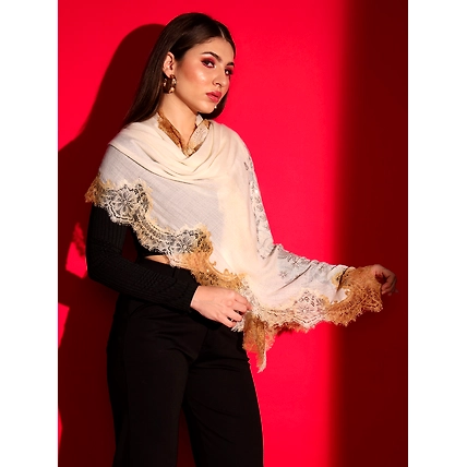 beige shawl with lace and swarovski-3