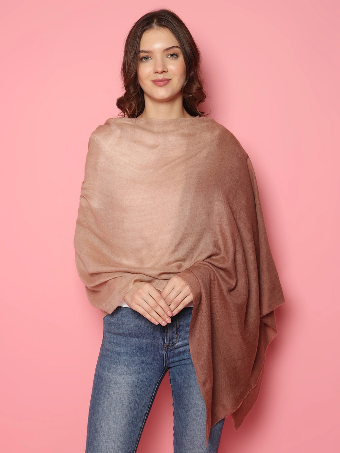 Brown Ombre Pure Pashmina Online Multi shaded shawl, shawls for dresses-3