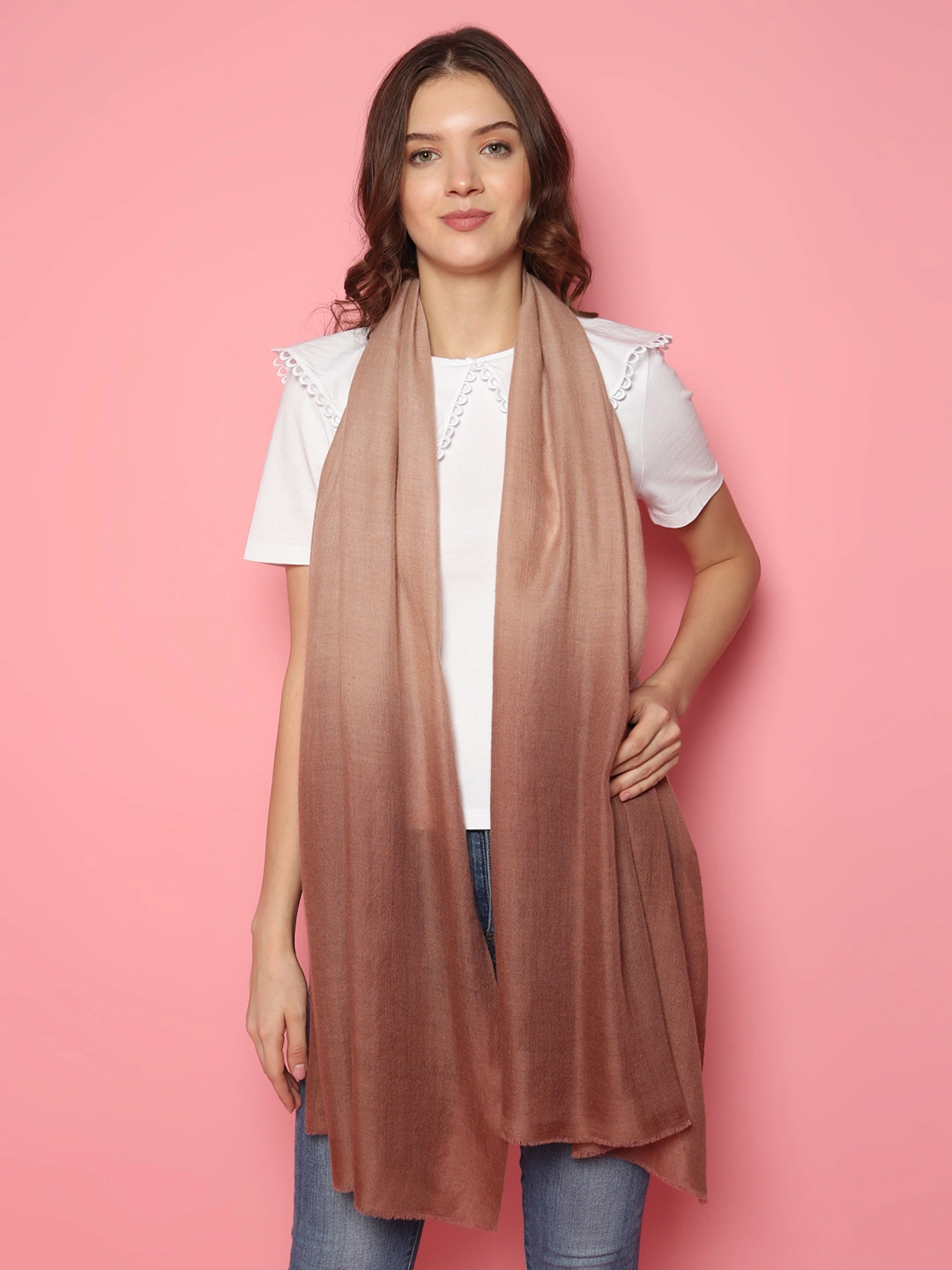 Brown Ombre Pure Pashmina Online Multi shaded shawl, shawls for dresses-4