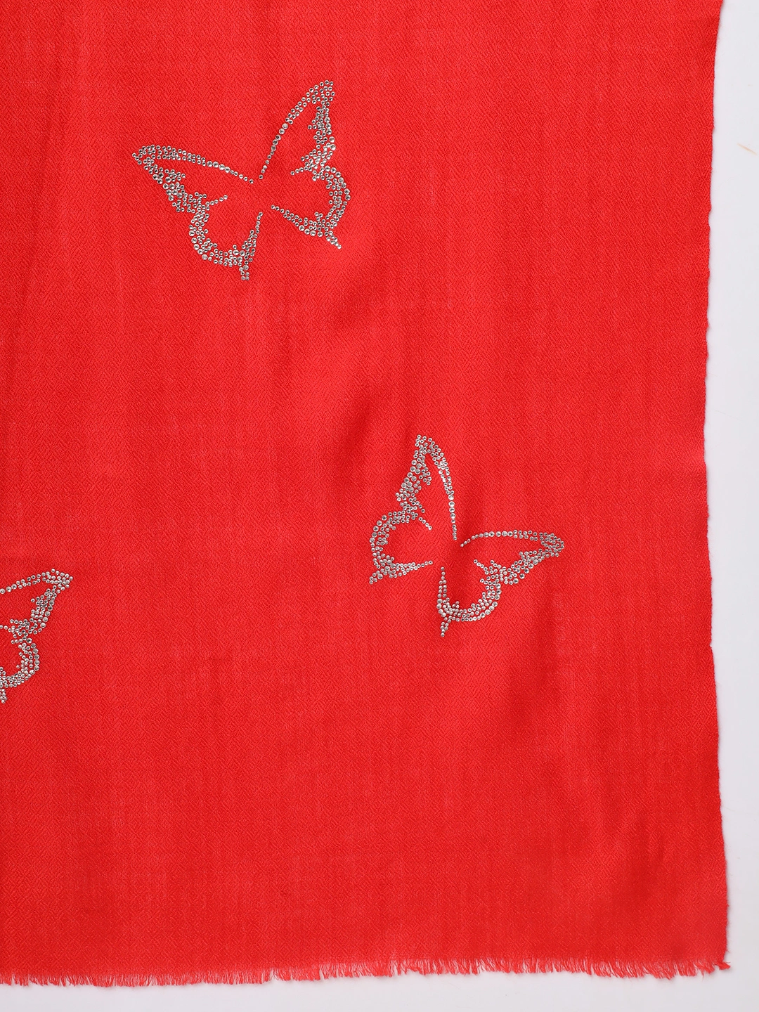 Red Shawl with embellished Swarovski Butterfiles-4