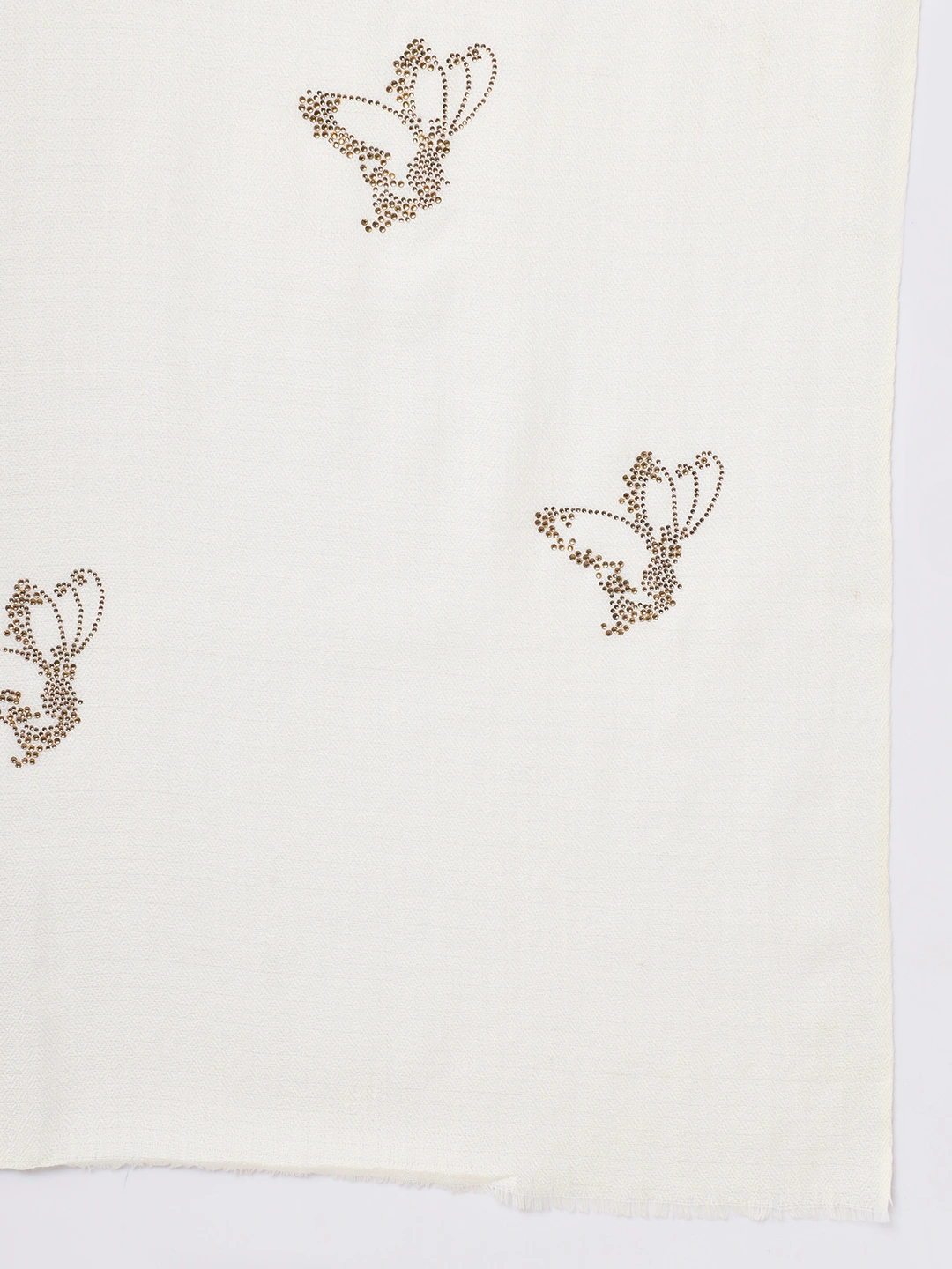 White Shawl with embellished Golden swarovski butterflies-4